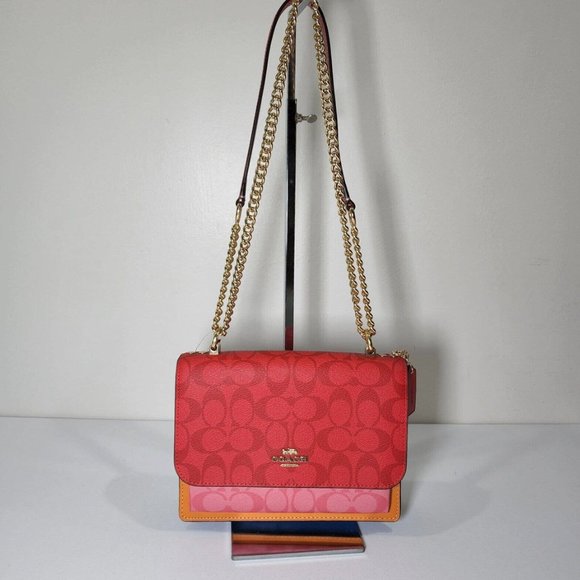 NWT COACH CA151 Signature Klare Crossbody Blocked Signature Canvas Miami - Picture 1 of 7